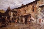 Arturo Ferrari Fifteenth-Century Courtyard in Castiglione Olona oil painting on canvas